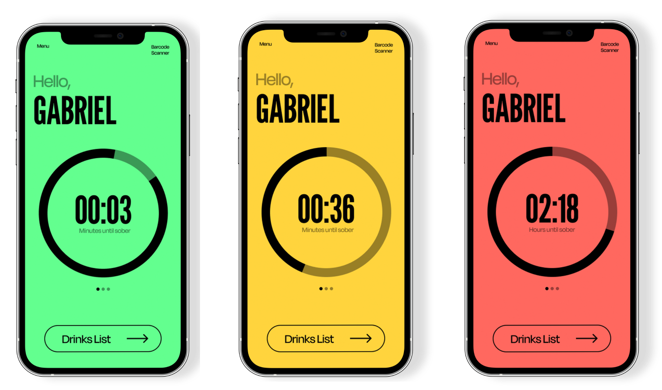 DrinkWatch app mockups.